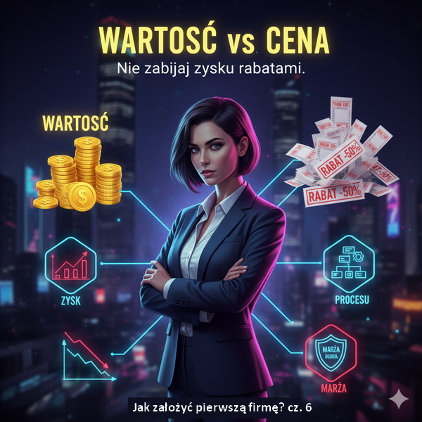 nie-zabijaj-zysku-rabatami Kobieta biznesu kontroluje cenę i wartość, unikając pułapki rabatów.